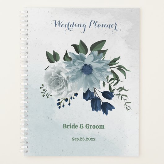 blanc & bleu mariage fleuri (Devant)