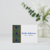 Blanc, Bleu, Vert Peacock Plumes Carte de visite (Debout devant)