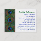 Blanc, Bleu, Vert Peacock Plumes Carte de visite (Dos)