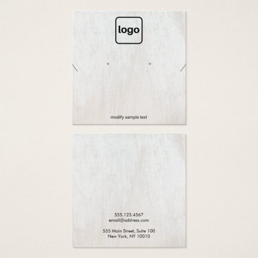 Blanc Bois Ajouter Logo Collier Elevage Carte d'af (Devant & derrière)