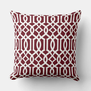 Blanc Bordeaux Marocain Trellis Décor Coussin