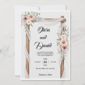 Blanc Brown Rustique Floral Faire-part de mariage  (Devant)