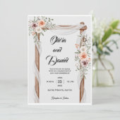 Blanc Brown Rustique Floral Faire-part de mariage  (Debout devant)