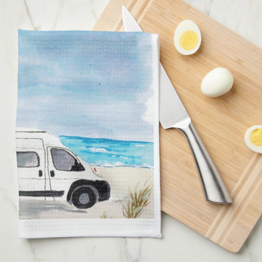 Blanc Camper Van Cuisine Serviette RV Thème (Quart Plié)