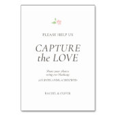 Blanc | Capturez la carte de table de mariage Love (Dos)