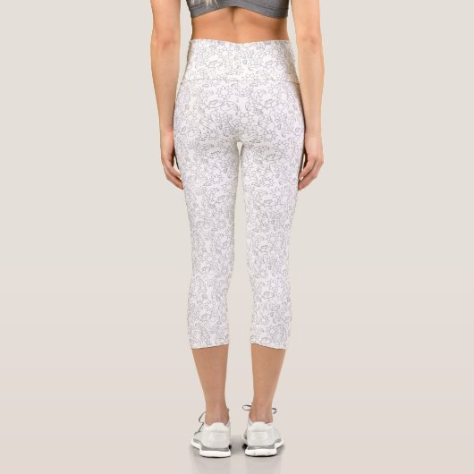 Blanc Chic Imprimé Abstrait Capri Leggings (Verso)