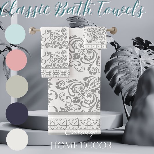 Blanc classique avec des parfums gris serviette