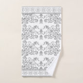 Blanc classique avec des parfums gris serviette (Serviette à main)