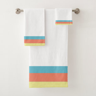 Blanc classique avec Turquoise, Coral Jaune Trim