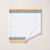 Blanc classique avec Turquoise, Coral Jaune Trim (Gant de toilette)