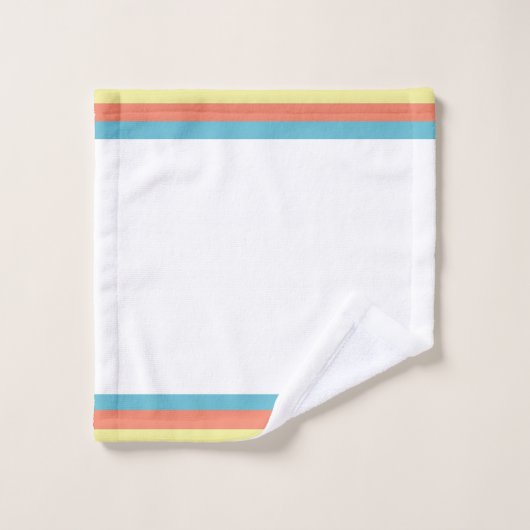 Blanc classique avec Turquoise, Coral Jaune Trim (Gant de toilette)