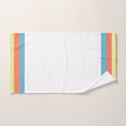 Blanc classique avec Turquoise, Coral Jaune Trim (Serviette à main)