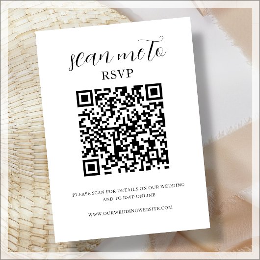 Blanc | Code QR | Carte de réponse de mariage à jo