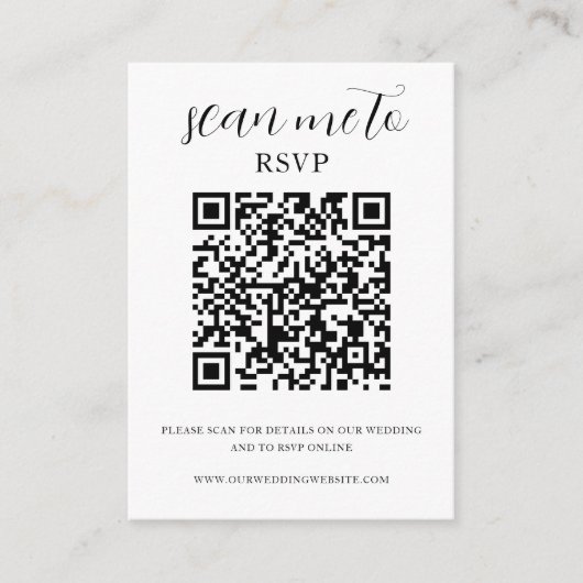 Blanc | Code QR | Carte de réponse de mariage à jo (Devant)