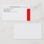 Blanc contemporain Rouge tendance Carte de visite  (Devant / Derrière)