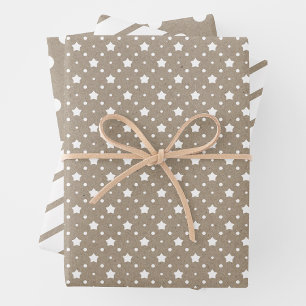 Blanc Country Chic sur Papier Kraft Brun Faux