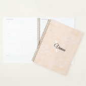 Blanc Crème Batik Élégant Monogramme Nom Planifica (Devant avec enveloppe)