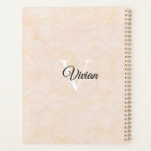 Blanc Crème Batik Élégant Monogramme Nom Planifica (Dos)