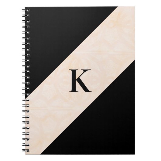 Blanc Crème Batik Noir Monogramme Carnet (Devant)