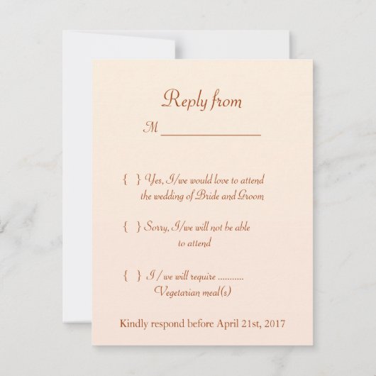 Blanc - crème Orchidées Réponse à l'invitation. RS (Dos)