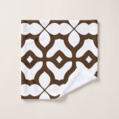 Blanc crémeux et Brown Marocain Boho Chic Motif (Gant de toilette)