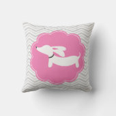 Blanc Dachshund rose Gris Chevrons Coussin de la c (Verso)