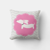 Blanc Dachshund rose Gris Chevrons Coussin de la c (Recto)