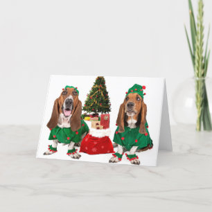 Blanc de carte de basset de Noël à l'intérieur