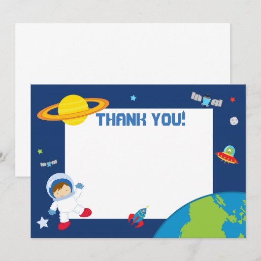 Blanc de carte de remerciements de l'espace (Devant / Derrière)