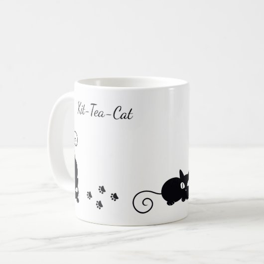 Blanc de chat de thé de kit tasse blanche (Devant gauche)
