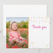 Blanc de confettis de rose de carte photo de Merci (Devant / Derrière)