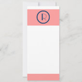 Blanc de corail de bleu marine de faire-part de (Dos)