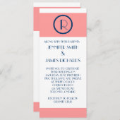 Blanc de corail de bleu marine de faire-part de (Devant / Derrière)