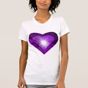 Blanc de dames de T-shirt de "coeur" de Purple