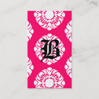 Blanc de rose de monogramme de damassé de cartes