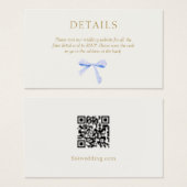 Blanc | Détails du Mariage de ruban bleu Code QR (Devant & derrière)