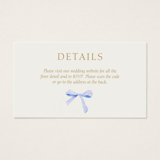 Blanc | Détails du Mariage de ruban bleu Code QR (Devant)