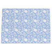 Blanc et bleu clair Floral Grand sac cadeau (Devant)