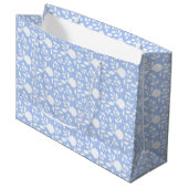 Blanc et bleu clair Floral Grand sac cadeau (Devant Angle)