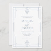 Blanc et Bleu Poussiéreux | Code QR Invitation de (Devant)