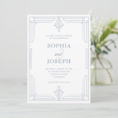 Blanc et Bleu Poussiéreux | Code QR Invitation de (Debout devant)