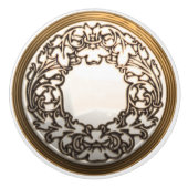 Blanc et bouton de couture floral d'or (Devant)