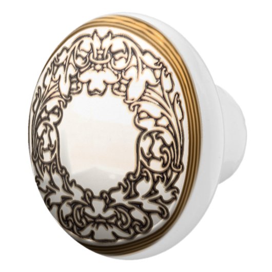 Blanc et bouton de couture floral d'or (Droite)