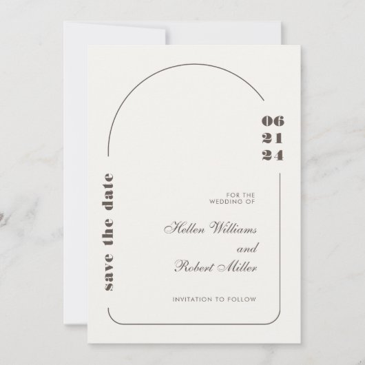 Blanc et Brown Faire-part de mariage simple (Devant)