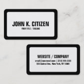 Blanc et carte de visite de bords arrondi par noir (Devant / Derrière)