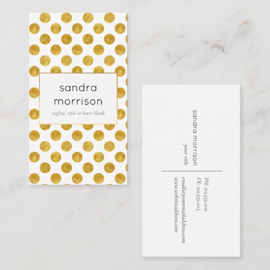 blanc et carte de visite pointillé par or (Devant / Derrière)