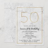 Blanc et cinquantième invitations d'anniversaire (Devant / Derrière)