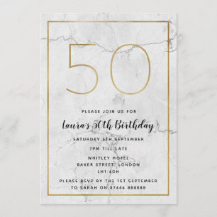 Blanc et cinquantième invitations d'anniversaire