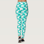 Blanc et couleur aqua Houndstooth chiens leggings (Dos)