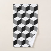 Blanc et gris de noir de motif de cube (Serviette à main)